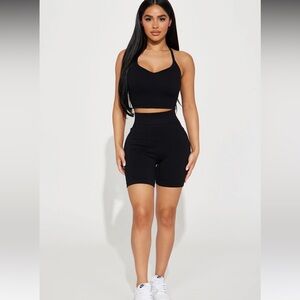 NEW W/ Tags Fashion Nova Positive Vibes Lounge Short & Tank Top Set Black Large